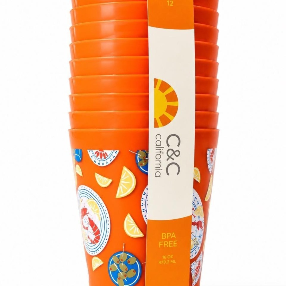 C&C California Lobsters Reusable Acrylic Tumblers - Set of 12 Summer Patio Cups